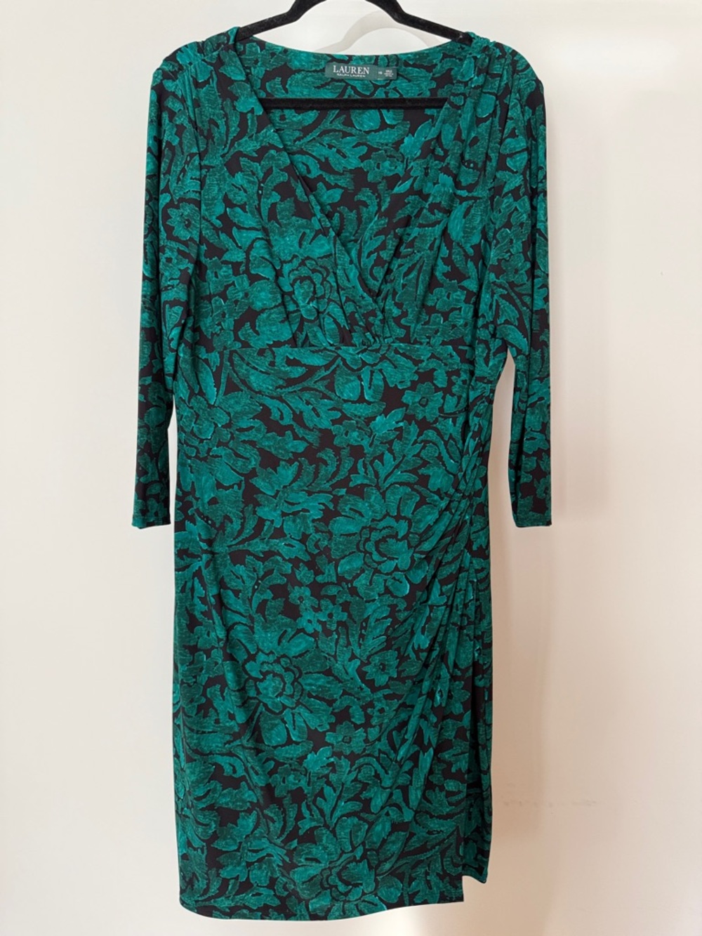Ralph Lauren Teal and Black Long Sleeve Dress